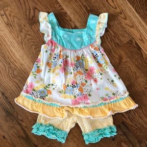 Matilda Jane matching top and shortie set size 6.